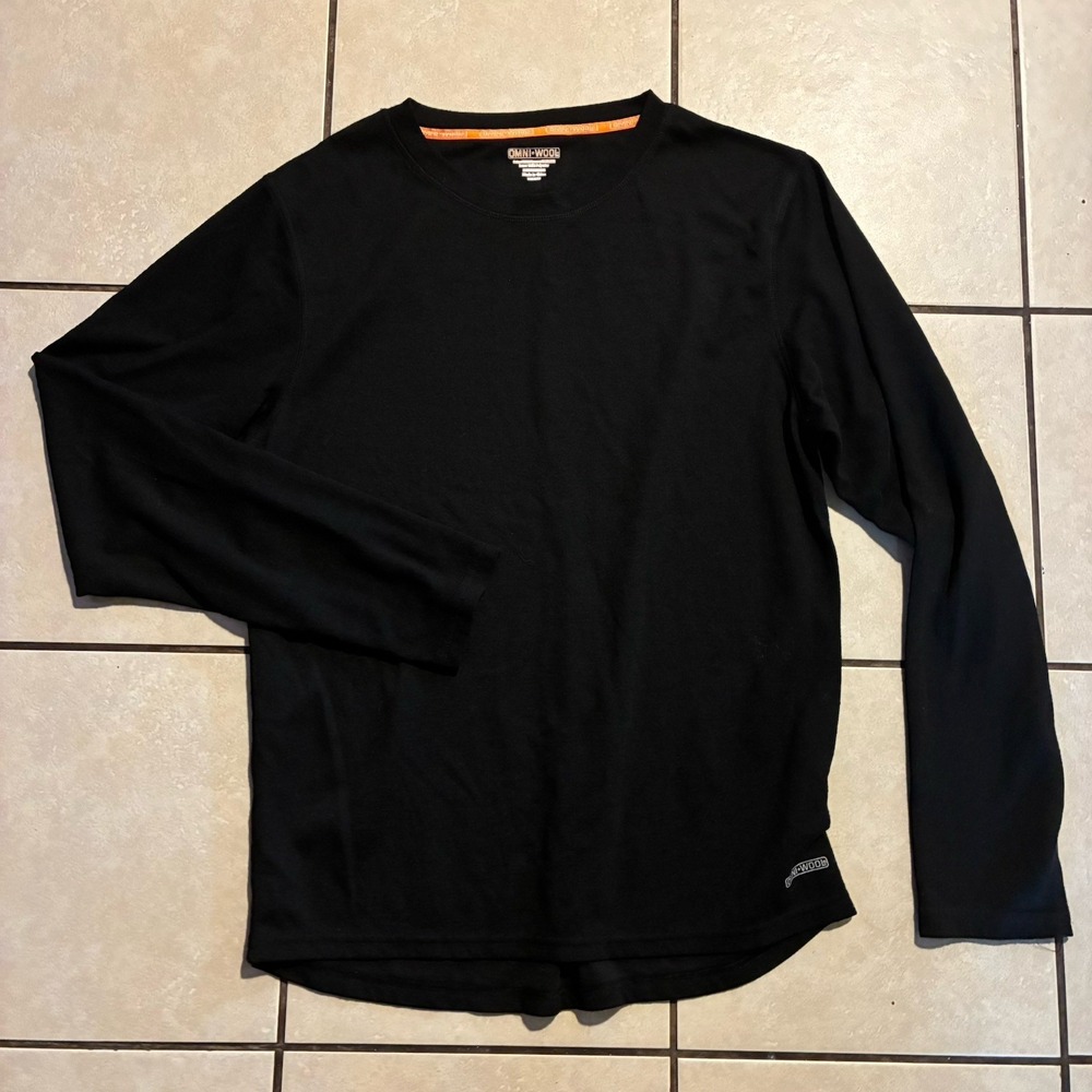 Omni-Wool Men's XXL Black Long Sleeve Base Layer Shirt Thermal